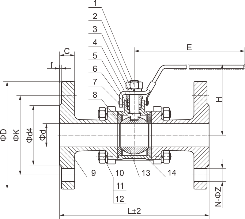 C322 三片式法蘭球閥 C322 三片式法蘭球閥